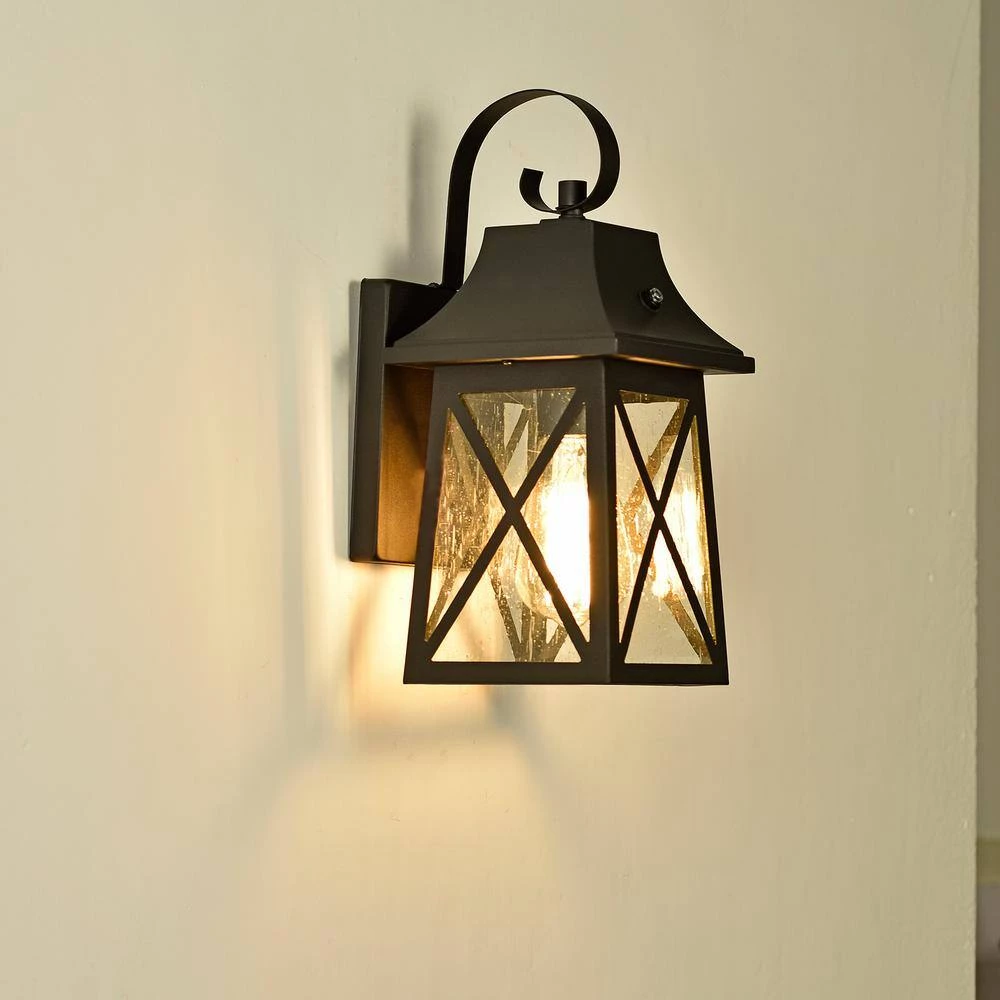 1-Light Oil Rubbed Bronze Outdoor Wall Lantern Sconce with Clear Seedy by Jushua 8 1-Light Oil Rubbed Bronze Outdoor Wall Lantern Sconce with Clear Seedy by Jushua - Image 6