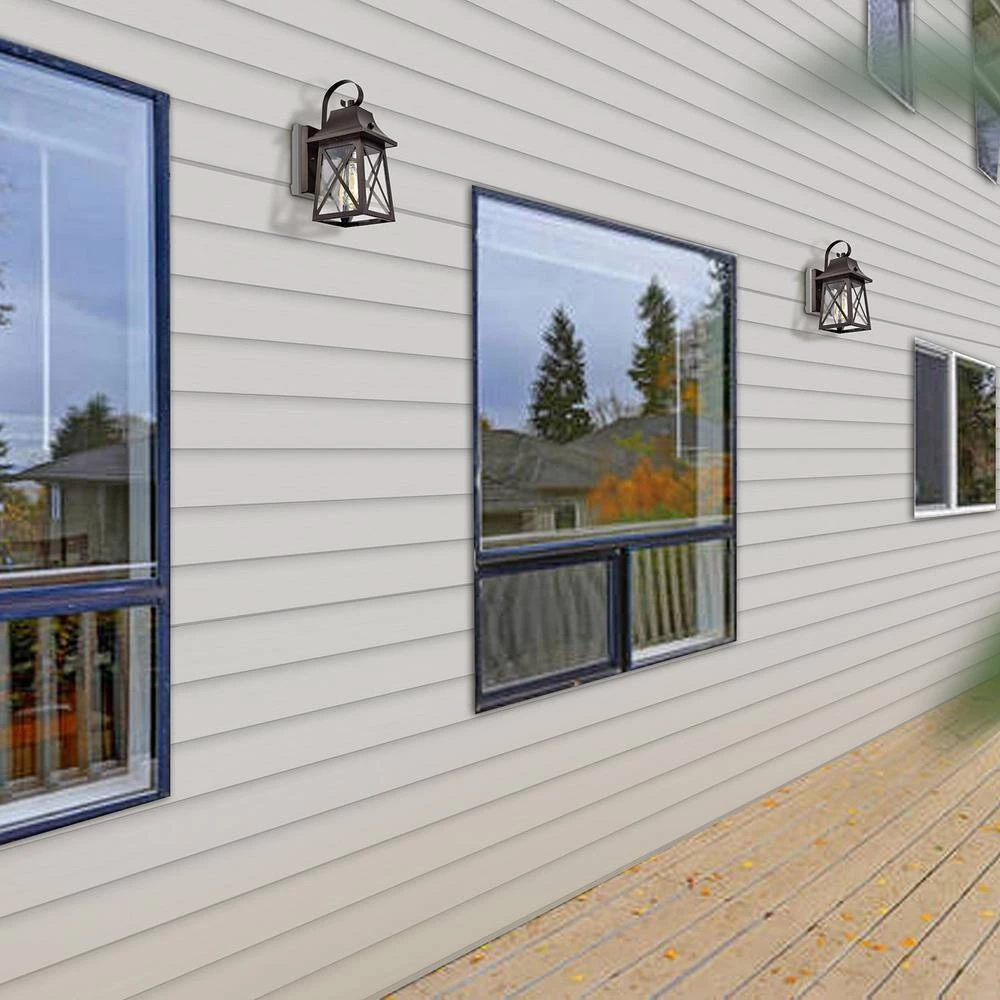 1-Light Oil Rubbed Bronze Outdoor Wall Lantern Sconce with Clear Seedy by Jushua 7 1-Light Oil Rubbed Bronze Outdoor Wall Lantern Sconce with Clear Seedy by Jushua - Image 5