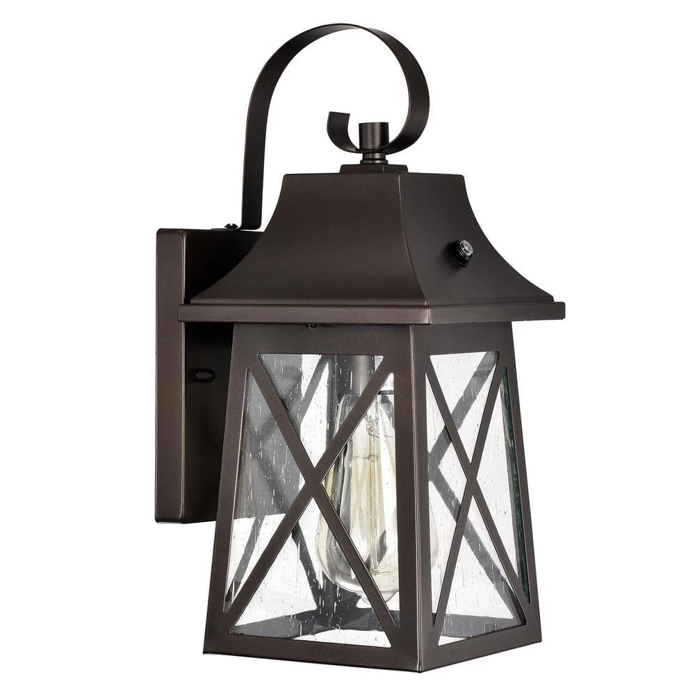 1-Light Oil Rubbed Bronze Outdoor Wall Lantern Sconce with Clear Seedy by Jushua 3 1-Light Oil Rubbed Bronze Outdoor Wall Lantern Sconce with Clear Seedy by Jushua