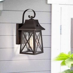 1-Light Oil Rubbed Bronze Outdoor Wall Lantern Sconce with Clear Seedy by Jushua 12 1-Light Oil Rubbed Bronze Outdoor Wall Lantern Sconce with Clear Seedy by Jushua -KINWELL shop oil rubbed bronze jushua outdoor sconces gol f201006 c3 1000