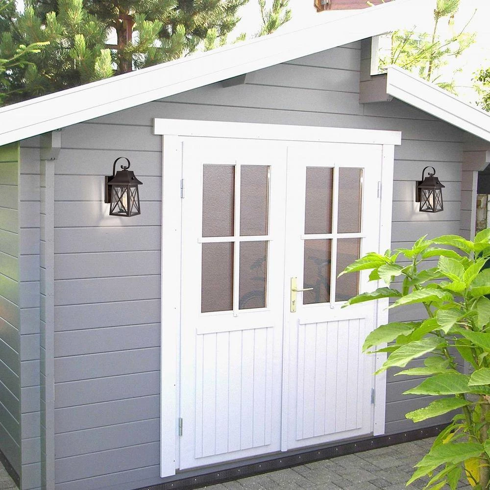 1-Light Oil Rubbed Bronze Outdoor Wall Lantern Sconce with Clear Seedy by Jushua 4 1-Light Oil Rubbed Bronze Outdoor Wall Lantern Sconce with Clear Seedy by Jushua - Image 2