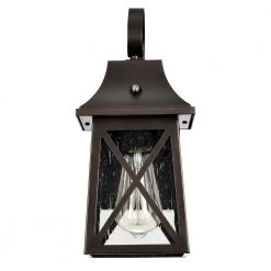 1-Light Oil Rubbed Bronze Outdoor Wall Lantern Sconce with Clear Seedy by Jushua 15 1-Light Oil Rubbed Bronze Outdoor Wall Lantern Sconce with Clear Seedy by Jushua -KINWELL shop oil rubbed bronze jushua outdoor sconces gol f201006 fa 1000