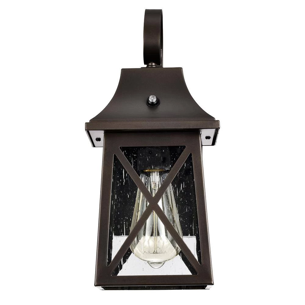 1-Light Oil Rubbed Bronze Outdoor Wall Lantern Sconce with Clear Seedy by Jushua 9 1-Light Oil Rubbed Bronze Outdoor Wall Lantern Sconce with Clear Seedy by Jushua - Image 7