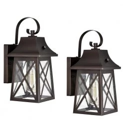 1-Light Oil Rubbed Bronze Outdoor Wall Lantern Sconce with Glass Shade (2-Pack) by Jushua