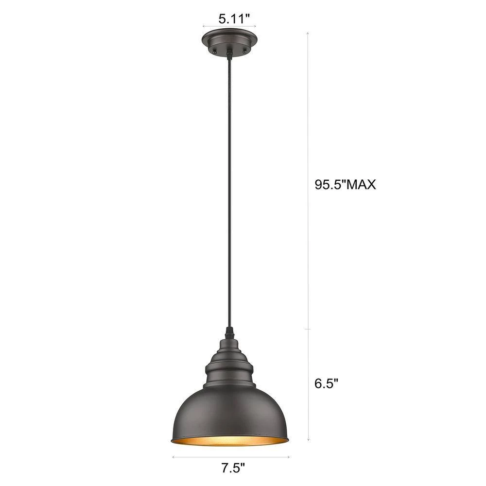 1-Light Oil Rubbed Bronze Kitchen Island Dimmable Mini Pendant by Jushua 7 1-Light Oil Rubbed Bronze Kitchen Island Dimmable Mini Pendant by Jushua - Image 5