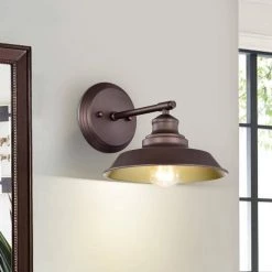 1-Light Oil Rubbed Bronze Industrial Wall Vanity Light (Set of 2) by Jushua