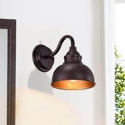 1-Light Oil Rubbed Bronze Industrial Wall Vanity Light with Shade by Jushua