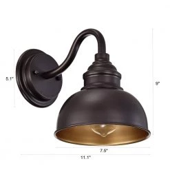 1-Light Oil Rubbed Bronze Industrial Wall Vanity Light with Shade by Jushua -KINWELL shop oil rubbed bronze jushua vanity lighting gol a40007 76 1000