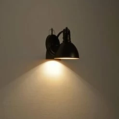 1-Light Oil Rubbed Bronze Industrial Wall Light Sconce with Metal Shade by Jushua -KINWELL shop oil rubbed bronze jushua vanity lighting gol a40017 4f 1000