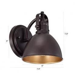 1-Light Oil Rubbed Bronze Industrial Wall Light Sconce with Metal Shade by Jushua -KINWELL shop oil rubbed bronze jushua vanity lighting gol a40017 76 1000