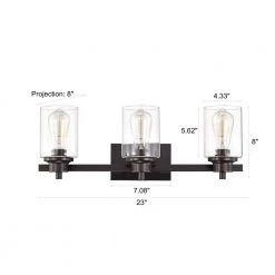 3-Light Oil Rubbed Bronze Contemporary Bathroom Vanity-Light with Clear Glass by Jushua 15 3-Light Oil Rubbed Bronze Contemporary Bathroom Vanity-Light with Clear Glass by Jushua -KINWELL shop oil rubbed bronze jushua vanity lighting gol a40028 76 1000
