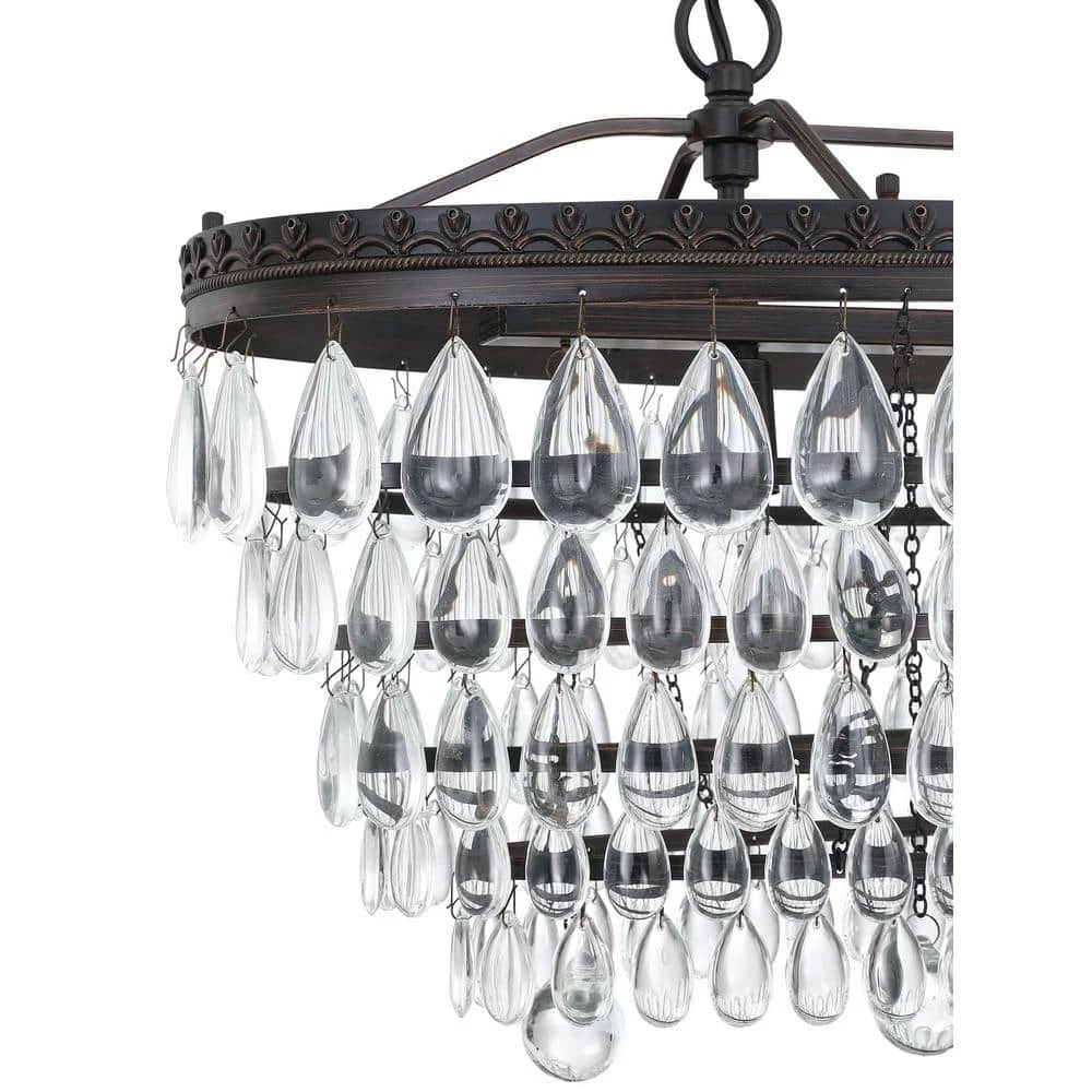 4-Light Oil Rubbed Bronze Glam Chandelier with Clear Glass Hanging Teardrop Crystals by Pia Ricco 7 4-Light Oil Rubbed Bronze Glam Chandelier with Clear Glass Hanging Teardrop Crystals by Pia Ricco - Image 5
