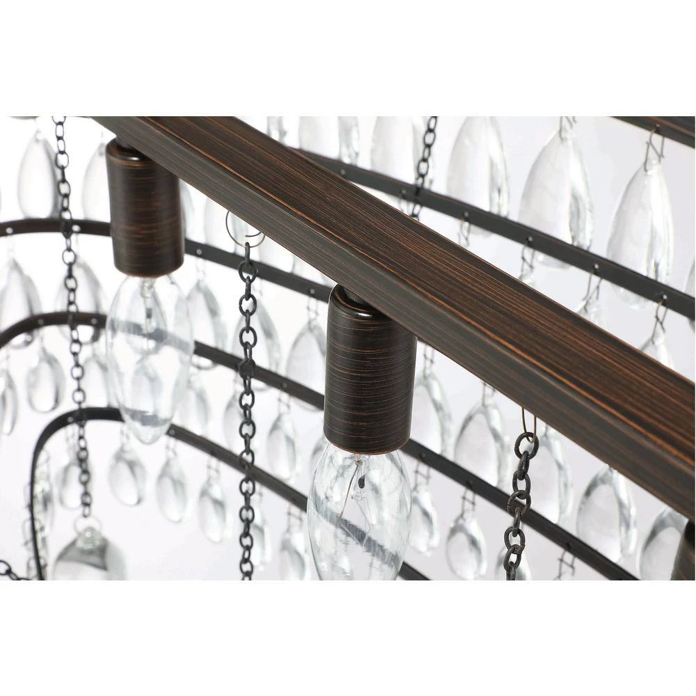4-Light Oil Rubbed Bronze Glam Chandelier with Clear Glass Hanging Teardrop Crystals by Pia Ricco 8 4-Light Oil Rubbed Bronze Glam Chandelier with Clear Glass Hanging Teardrop Crystals by Pia Ricco - Image 6