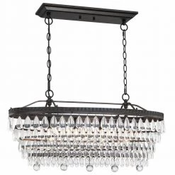 4-Light Oil Rubbed Bronze Glam Chandelier with Clear Glass Hanging Teardrop Crystals by Pia Ricco