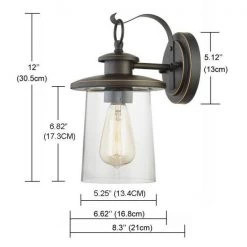 12 in. H 1-Light Oil Rubbed Bronze Hardwired Outdoor Wall Lantern Sconce (1-Pack） by Pia Ricco -KINWELL shop oil rubbed bronze pia ricco outdoor sconces 1jay 12571 1 44 1000