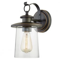 12 in. H 1-Light Oil Rubbed Bronze Hardwired Outdoor Wall Lantern Sconce (1-Pack) by Pia Ricco