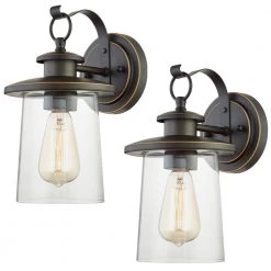 1-Light Oil Rubbed Bronze Not Solar Outdoor Wall Lantern Sconce (2-Pack) by Pia Ricco