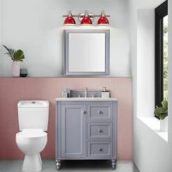 24 in. 3-Light Red Dimmable Bath Sconce Vanity Light with Metal Shade by Jushua -KINWELL shop red jushua vanity lighting gol a40025 1f 1000