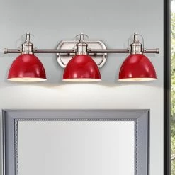 24 in. 3-Light Red Dimmable Bath Sconce Vanity Light with Metal Shade by Jushua