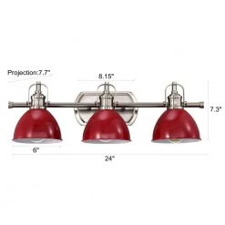 24 in. 3-Light Red Dimmable Bath Sconce Vanity Light with Metal Shade by Jushua -KINWELL shop red jushua vanity lighting gol a40025 76 1000