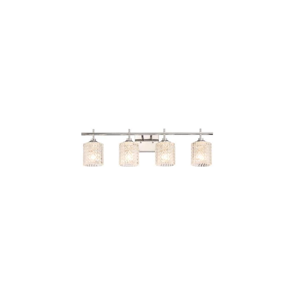 5.5 in. 4-Light Shade Dimmable Vanity Light with Ctystal Accents by Jushua 3 5.5 in. 4-Light Shade Dimmable Vanity Light with Ctystal Accents by Jushua
