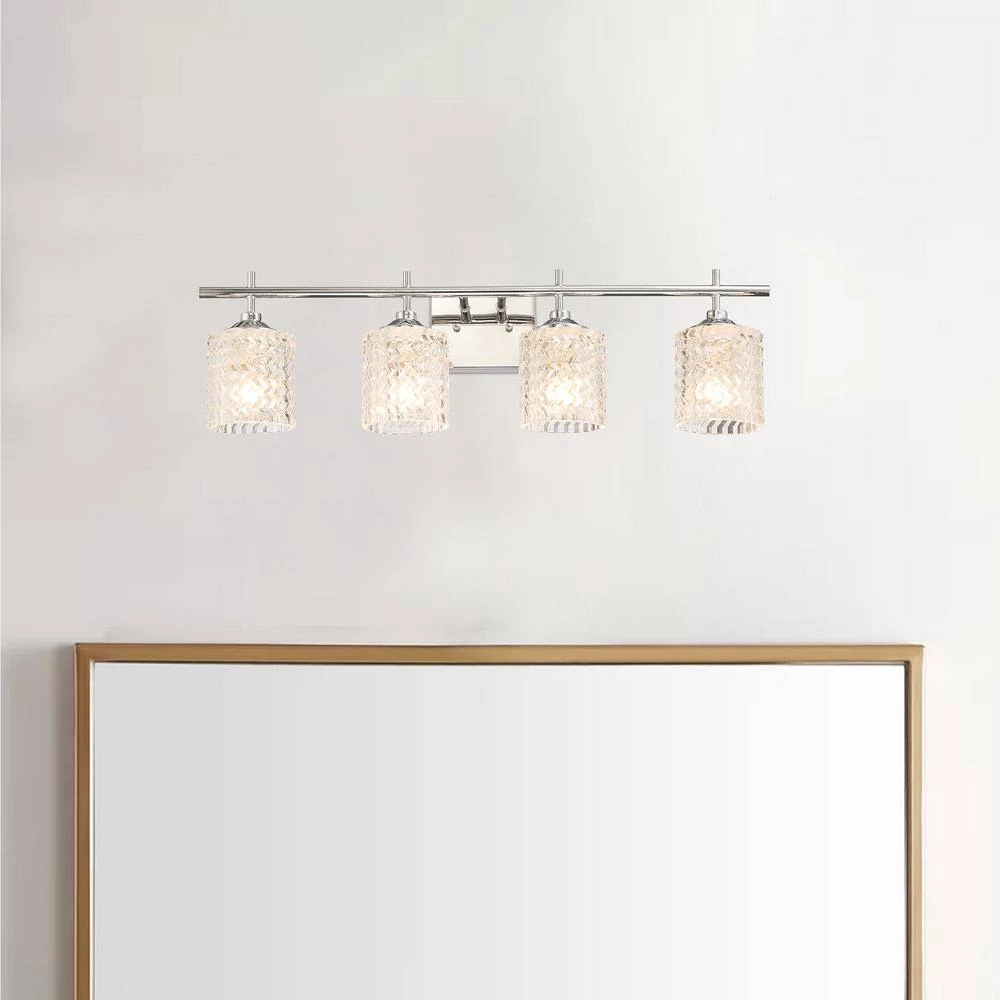 5.5 in. 4-Light Shade Dimmable Vanity Light with Ctystal Accents by Jushua 4 5.5 in. 4-Light Shade Dimmable Vanity Light with Ctystal Accents by Jushua - Image 2