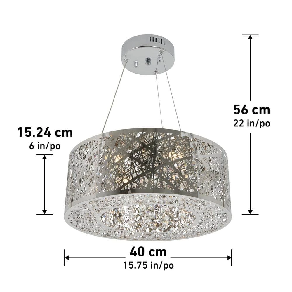Crystal Nest 26-Watt Integrated LED Chrome Stainless Steel Modern Hanging Pendant Light Chandelier for Dining Room by Artika 5 Crystal Nest 26-Watt Integrated LED Chrome Stainless Steel Modern Hanging Pendant Light Chandelier for Dining Room by Artika - Image 3