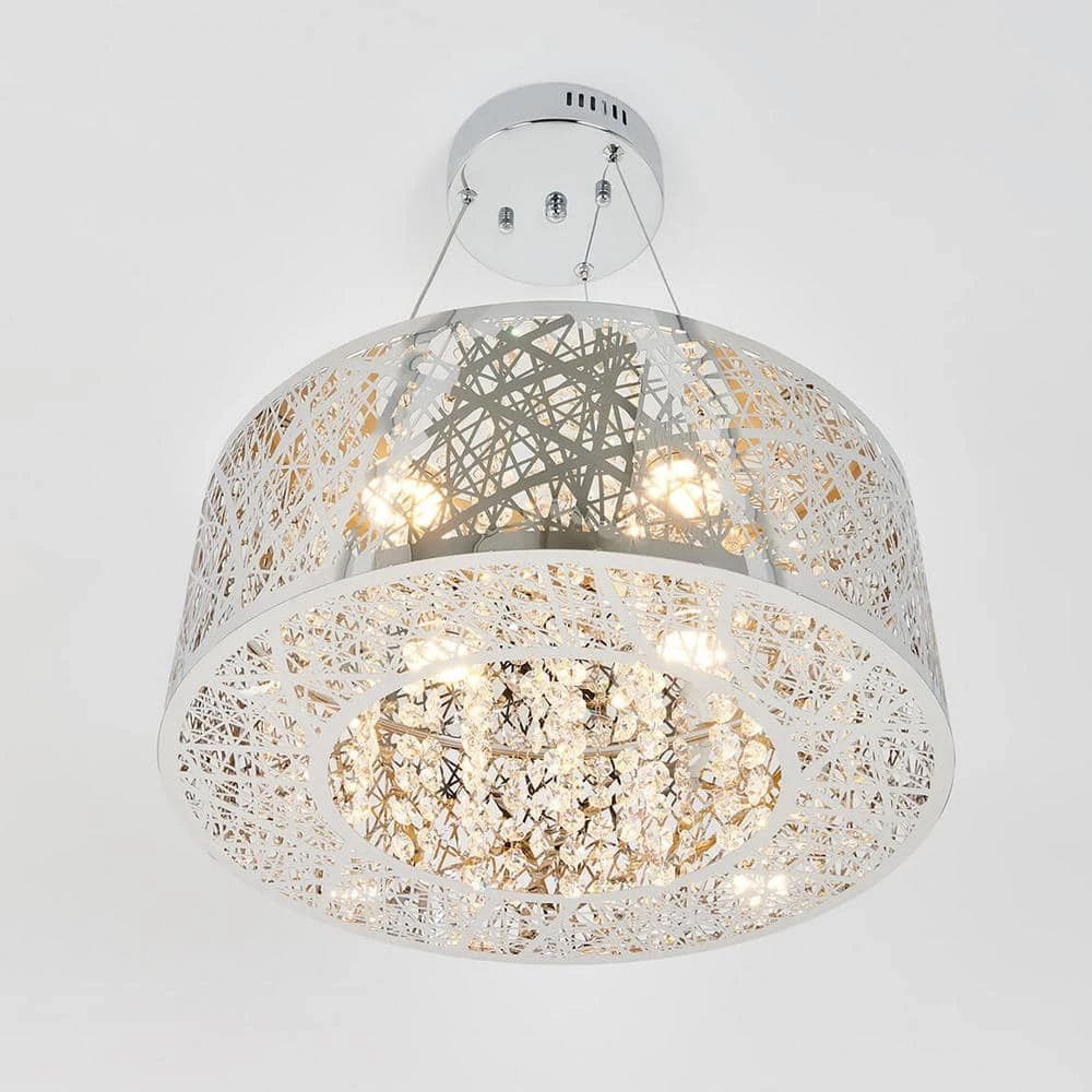 Crystal Nest 26-Watt Integrated LED Chrome Stainless Steel Modern Hanging Pendant Light Chandelier for Dining Room by Artika 7 Crystal Nest 26-Watt Integrated LED Chrome Stainless Steel Modern Hanging Pendant Light Chandelier for Dining Room by Artika - Image 5