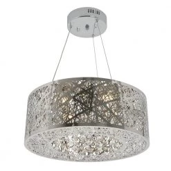 Crystal Nest 26-Watt Integrated LED Chrome Stainless Steel Modern Hanging Pendant Light Chandelier for Dining Room by Artika