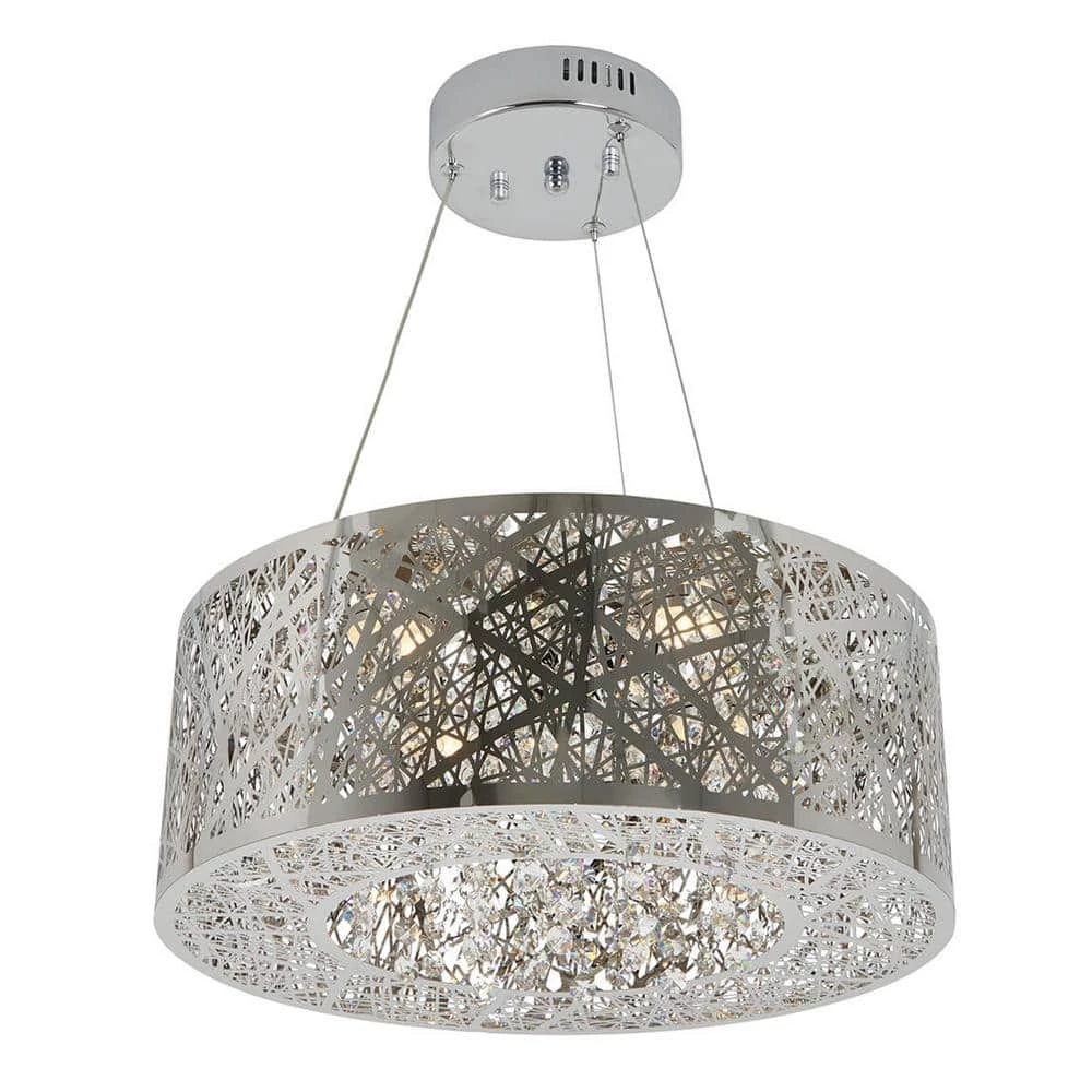 Crystal Nest 26-Watt Integrated LED Chrome Stainless Steel Modern Hanging Pendant Light Chandelier for Dining Room by Artika 3 Crystal Nest 26-Watt Integrated LED Chrome Stainless Steel Modern Hanging Pendant Light Chandelier for Dining Room by Artika