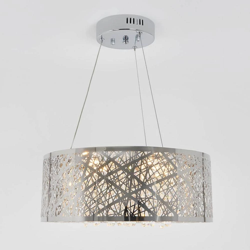 Crystal Nest 26-Watt Integrated LED Chrome Stainless Steel Modern Hanging Pendant Light Chandelier for Dining Room by Artika 6 Crystal Nest 26-Watt Integrated LED Chrome Stainless Steel Modern Hanging Pendant Light Chandelier for Dining Room by Artika - Image 4