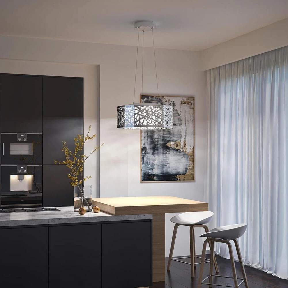 Crystal Nest 26-Watt Integrated LED Chrome Stainless Steel Modern Hanging Pendant Light Chandelier for Dining Room by Artika 4 Crystal Nest 26-Watt Integrated LED Chrome Stainless Steel Modern Hanging Pendant Light Chandelier for Dining Room by Artika - Image 2