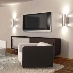 2-Light Cylinder Stainless Steel Modern Indoor/Outdoor Garage and Porch Light Wall Lantern Stream Sconce by Artika -KINWELL shop stainless steel artika outdoor sconces amp70 hdsscom 40 1000