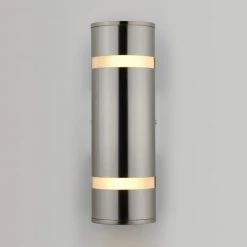 2-Light Cylinder Stainless Steel Modern Indoor/Outdoor Garage and Porch Light Wall Lantern Stream Sconce by Artika -KINWELL shop stainless steel artika outdoor sconces amp70 hdsscom 4f 1000