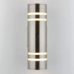 V3 Cylinder Stainless Steel Modern Outdoor Garage and Porch Light Wall Lantern Sconce by Artika -KINWELL shop stainless steel artika outdoor sconces amp74 1f 1000