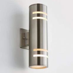 V3 Cylinder Stainless Steel Modern Outdoor Garage and Porch Light Wall Lantern Sconce by Artika -KINWELL shop stainless steel artika outdoor sconces amp74 44 1000
