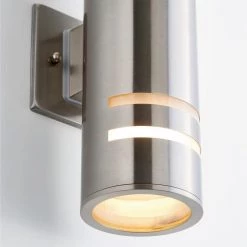 V3 Cylinder Stainless Steel Modern Outdoor Garage and Porch Light Wall Lantern Sconce by Artika -KINWELL shop stainless steel artika outdoor sconces amp74 4f 1000