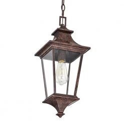 1-Light Tannery Bronze Outdoor Pendant Light Sconce with Die-cast Aluminum with Clear Glass by Jushua