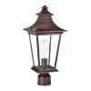 Retro 1-Light Tannery Bronze Outdoor Post Lantern Die-Cast Aluminum with Clear Glass by Jushua