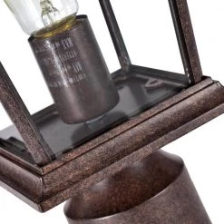 Retro 1-Light Tannery Bronze Outdoor Post Lantern Die-Cast Aluminum with Clear Glass by Jushua -KINWELL shop tannery bronze jushua post light sets sd cy ca1914 p c3 1000