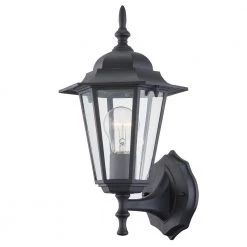 1-Light Textured Black Not Solar Outdoor Wall Lantern Sconce with Clear Glass (2-Pack) by Pia Ricco 13 1-Light Textured Black Not Solar Outdoor Wall Lantern Sconce with Clear Glass (2-Pack) by Pia Ricco -KINWELL shop textured black pia ricco outdoor sconces 17331bk 2pk 1f 1000