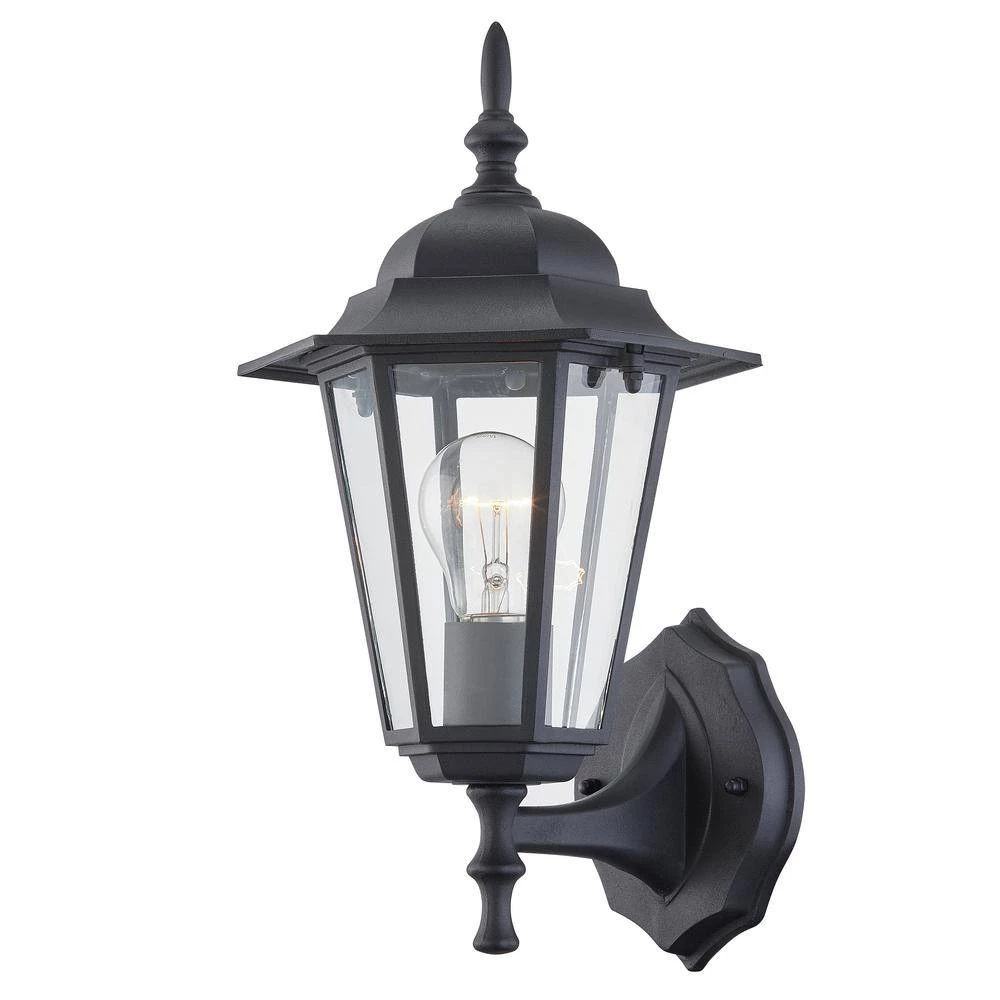 1-Light Textured Black Not Solar Outdoor Wall Lantern Sconce with Clear Glass (2-Pack) by Pia Ricco 7 1-Light Textured Black Not Solar Outdoor Wall Lantern Sconce with Clear Glass (2-Pack) by Pia Ricco - Image 5