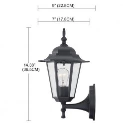 1-Light Textured Black Not Solar Outdoor Wall Lantern Sconce with Clear Glass (2-Pack) by Pia Ricco 11 1-Light Textured Black Not Solar Outdoor Wall Lantern Sconce with Clear Glass (2-Pack) by Pia Ricco -KINWELL shop textured black pia ricco outdoor sconces 17331bk 2pk 40 1000