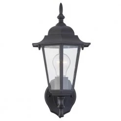 1-Light Textured Black Not Solar Outdoor Wall Lantern Sconce with Clear Glass (2-Pack) by Pia Ricco 14 1-Light Textured Black Not Solar Outdoor Wall Lantern Sconce with Clear Glass (2-Pack) by Pia Ricco -KINWELL shop textured black pia ricco outdoor sconces 17331bk 2pk 44 1000