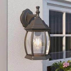 1-Light Textured Black Not Solar Outdoor Wall Lantern Sconce with Clear Glass (2-Pack) by Pia Ricco -KINWELL shop textured black pia ricco outdoor sconces 19281 2pk 31 1000