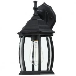 1-Light Textured Black Not Solar Outdoor Wall Lantern Sconce with Clear Glass (2-Pack) by Pia Ricco -KINWELL shop textured black pia ricco outdoor sconces 19281 2pk 4f 1000