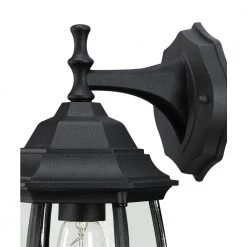1-Light Textured Black Not Solar Outdoor Wall Lantern Sconce with Clear Glass by Pia Ricco -KINWELL shop textured black pia ricco outdoor sconces 1jay 19281 1f 1000