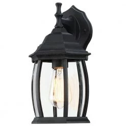 1-Light Textured Black Not Solar Outdoor Wall Lantern Sconce with Clear Glass by Pia Ricco -KINWELL shop textured black pia ricco outdoor sconces 1jay 19281 c3 1000