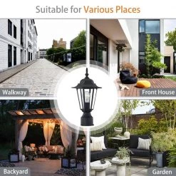 1-Light Textured Black Outdoor Post Lantern with Clear Glass by Pia Ricco 15 1-Light Textured Black Outdoor Post Lantern with Clear Glass by Pia Ricco -KINWELL shop textured black pia ricco post light sets 1jay 17401bk 44 1000