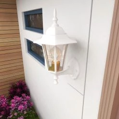 1-Light Textured White Not Solar Outdoor Wall Lantern Sconce with Clear Glass by Pia Ricco 13 1-Light Textured White Not Solar Outdoor Wall Lantern Sconce with Clear Glass by Pia Ricco -KINWELL shop textured white pia ricco outdoor sconces 1jay 17331wh 31 1000